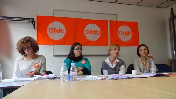 De gauche à droite, Haciba Chauvin, Murielle Chanliau, Sylvie Excoffier, Secrétaire Générale INTERCO, Marylène Lavanchy